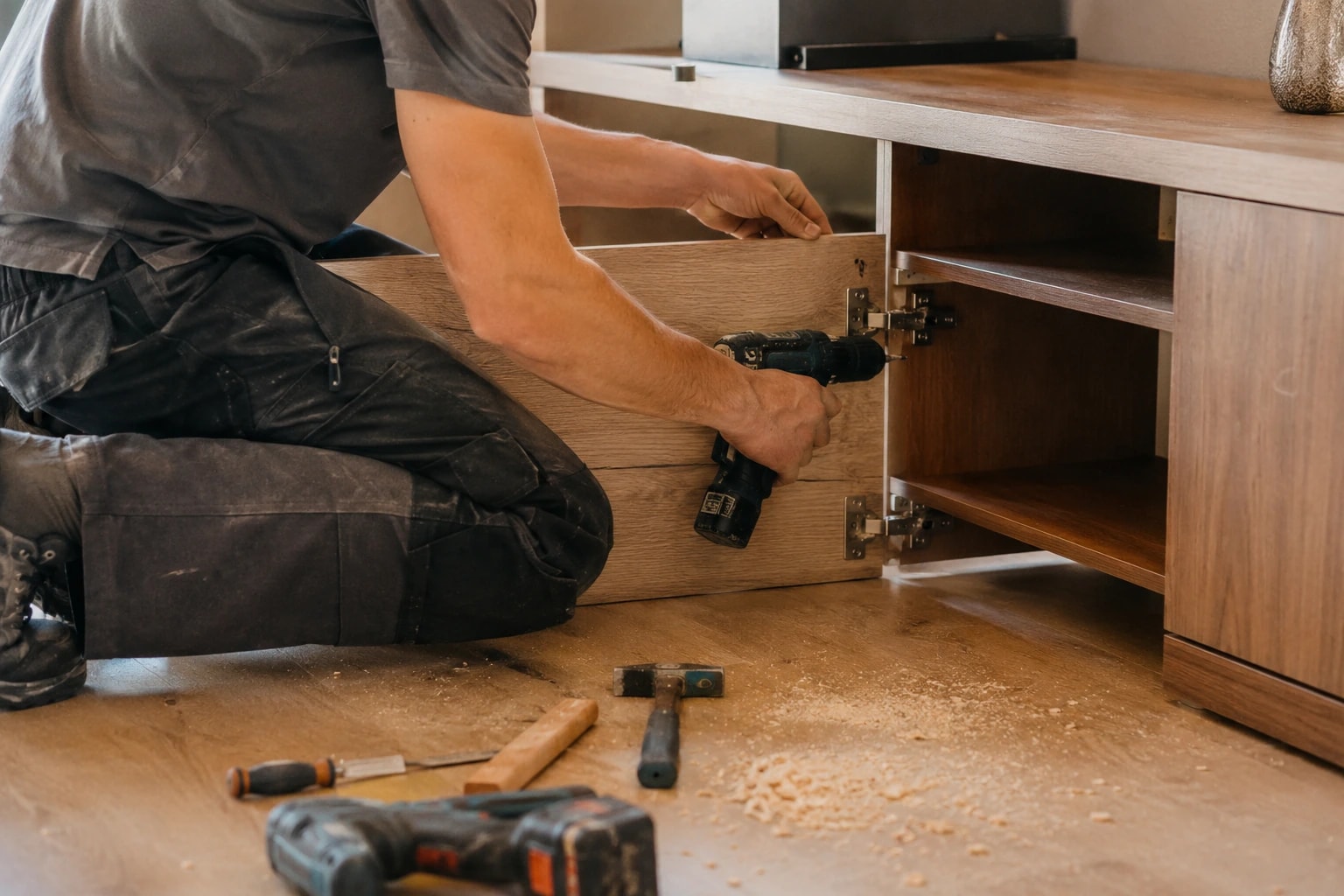 Expert carpenter doing woodwork and furniture repair in Bangalore