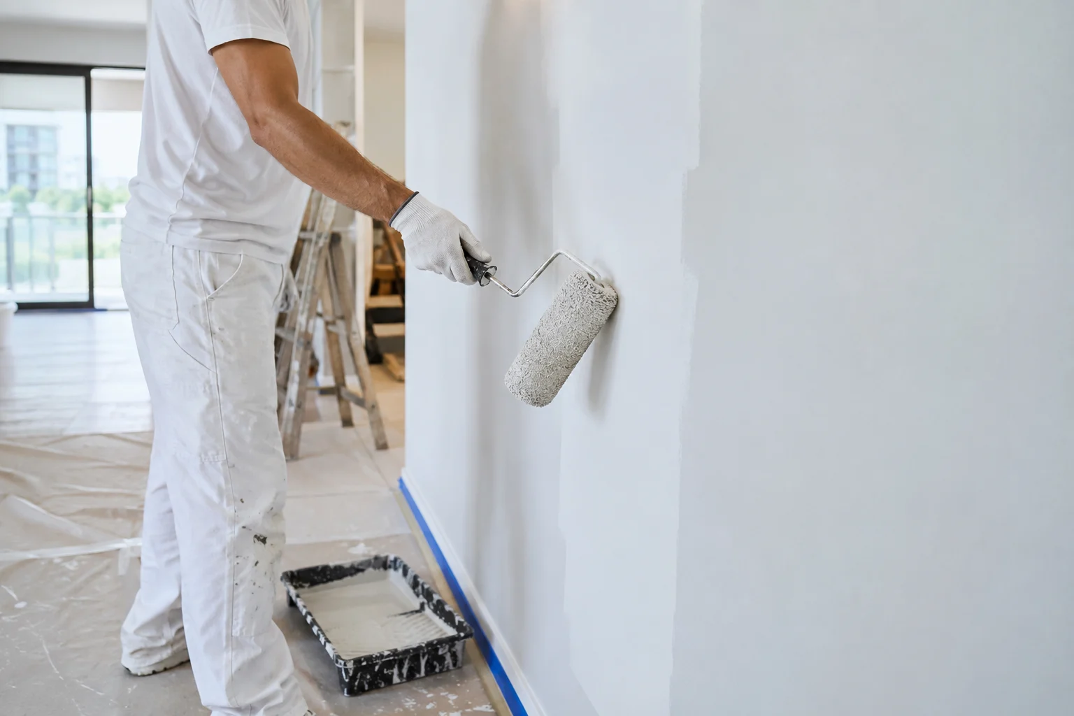 Professional painters delivering flawless interior wall painting in Bangalore