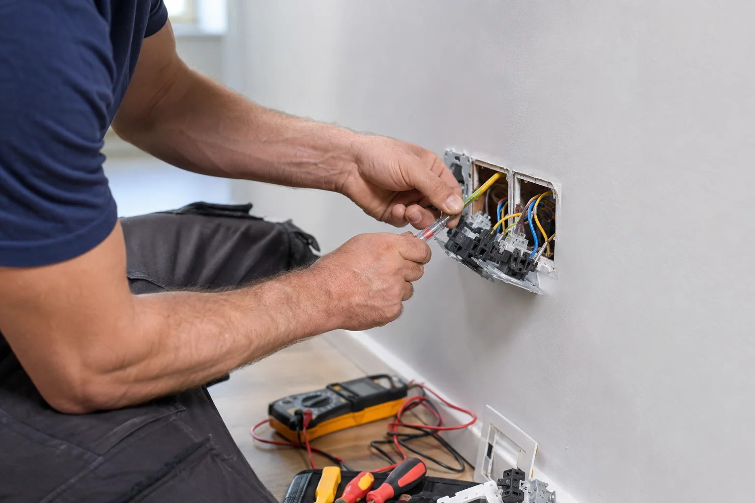 Licensed electrician performing electrical repair work in Bengaluru